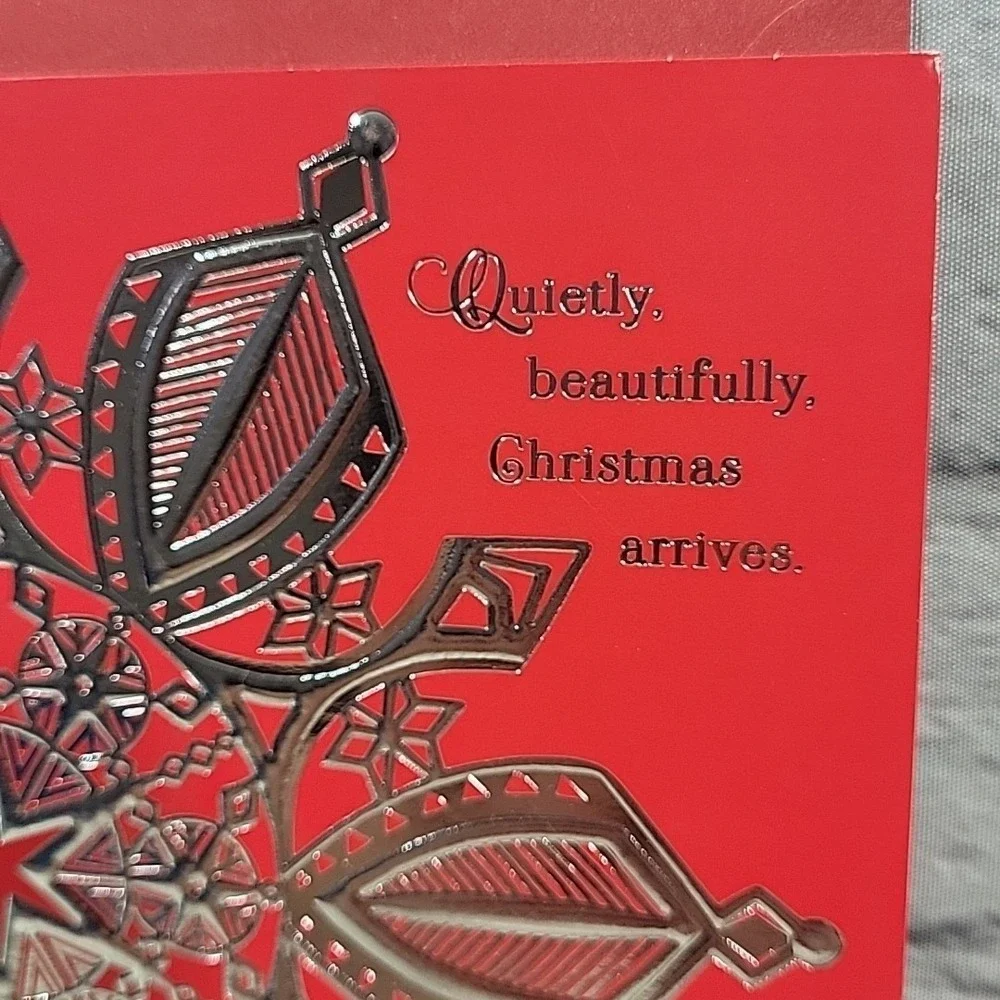 Hallmark Red Silver Snowflake Christmas Cards Lot Of 3 With Envelopes New